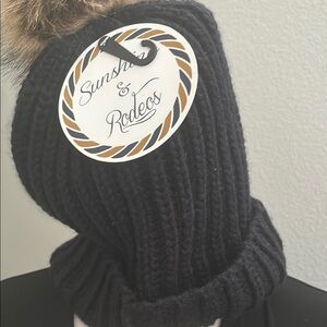 Black Knitted Cozy Hat Black Knit Sunshine & Rodeos NEW Final Sale